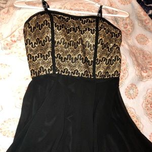 Black and Gold Strapless Dress